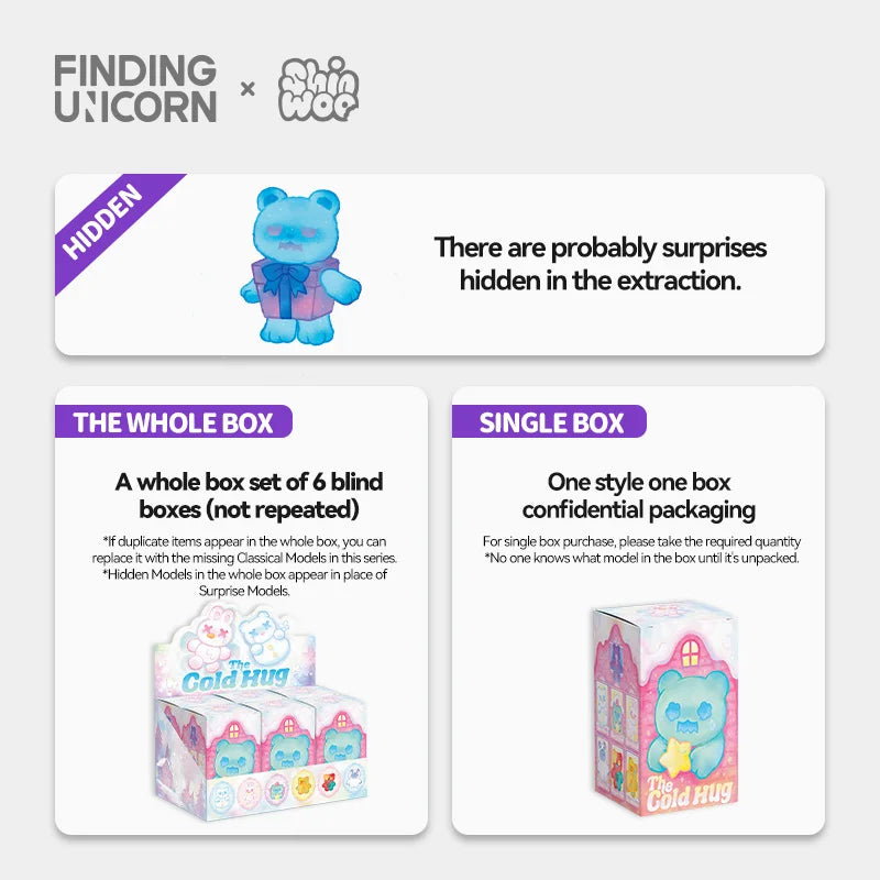 FINDING UNICORN ✖ ShinWoo - The Cold Hug Series Plush Blind Box (6 Pcs/Whole Set)