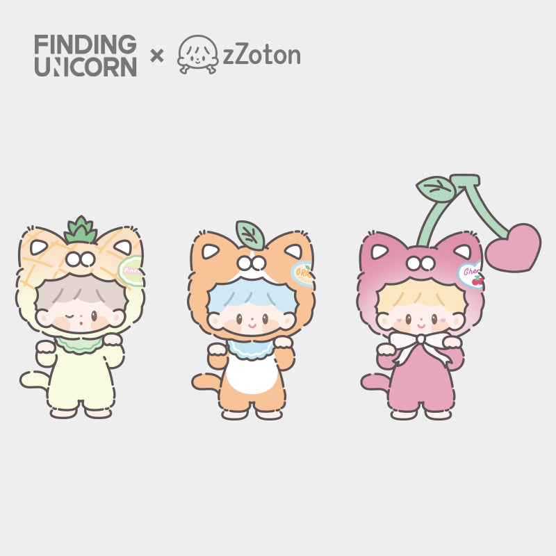Finding Unicorn ✖ zZoton - My Little Cat. Fruit Party Series Blind Box (4 stuks/hele set) 