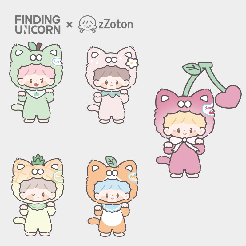 Finding Unicorn ✖ zZoton - My Little Cat. Fruit Party Series Blind Box (4 stuks/hele set) 